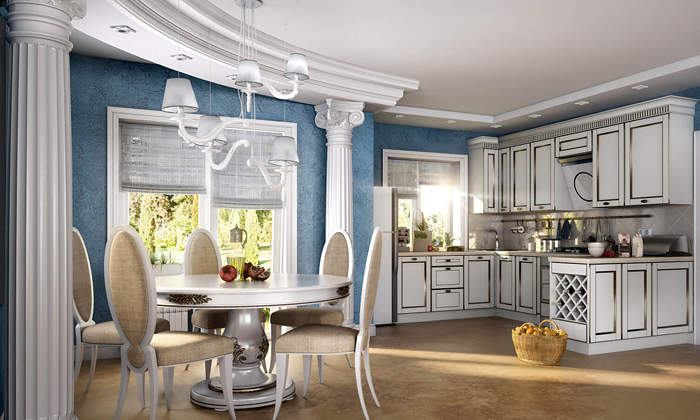 Интерьер с потолочными плинтусами под старину