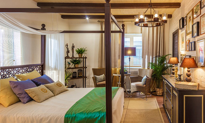 Потолочные балки Unix в деревенском интерьере