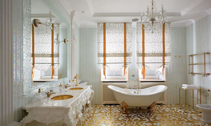 Интерьер с потолочными плинтусами. Рококо