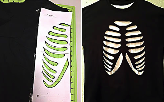 Костюм скелета для мальчика из чёрной футболки