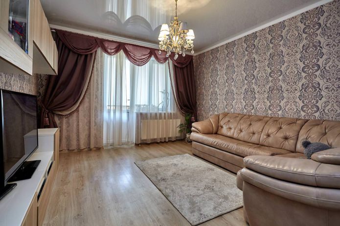 Шторы с ламбрекеном в гостиной Шторы с ламбрекеном в гостиной