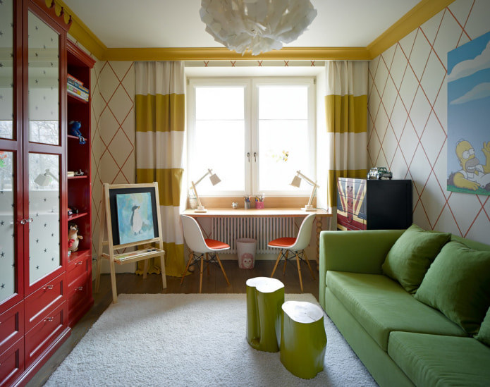 Белые и желтые шторы Белые и желтые шторы