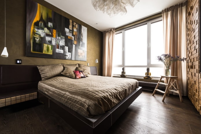 отделка и освещение в интерьере коричневой спальни отделка и освещение в интерьере коричневой спальни