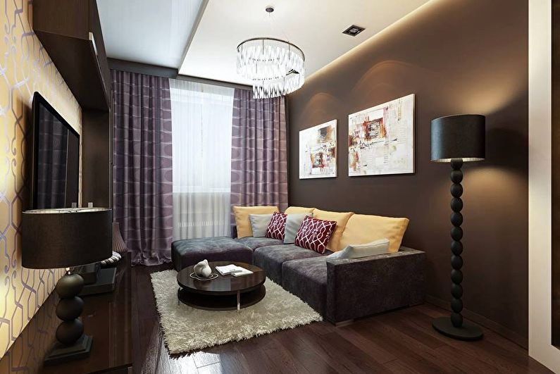 Шторы для маленькой гостиной – избегайте крупных рисунков