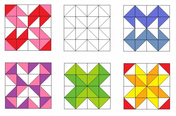 Лоскутные мелочи и не только.....: ОБРАЗЦЫ ЛОСКУТНЫХ БЛОКОВ С ИСПОЛЬЗОВАНИЕМ КВАДРАТОВ И ТРЕУГОЛЬНИКОВ. | Квилтинг, Квилтинговые проекты, Узоры для плетения