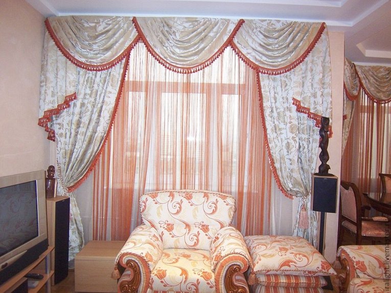 Нитяные шторы: виды, фото в интерьере, правила ухода
