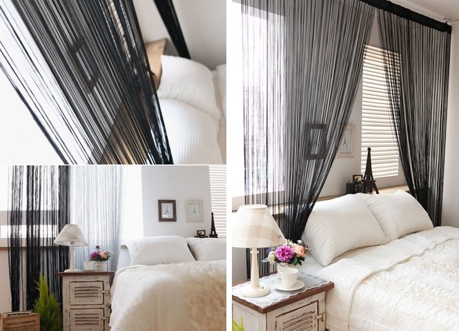 Нитяные шторы: виды, фото в интерьере, правила ухода