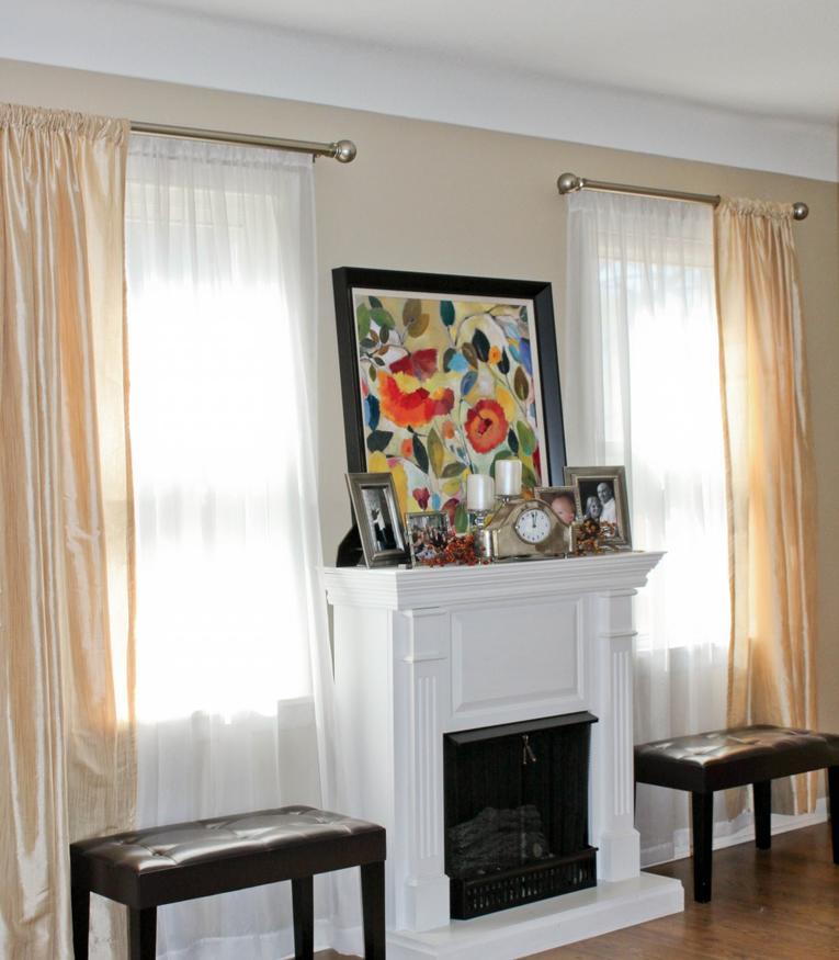 Шторы на два окна со стеной