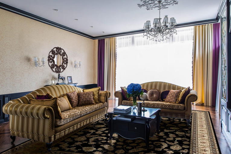 Комбинированные шторы из 2х цветов для гостиной, спальни и зала с переходом, из двух полотен