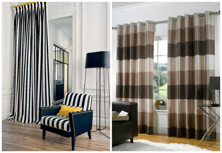 Шторы в полоску - примеры красивого дизайна и современного оформления