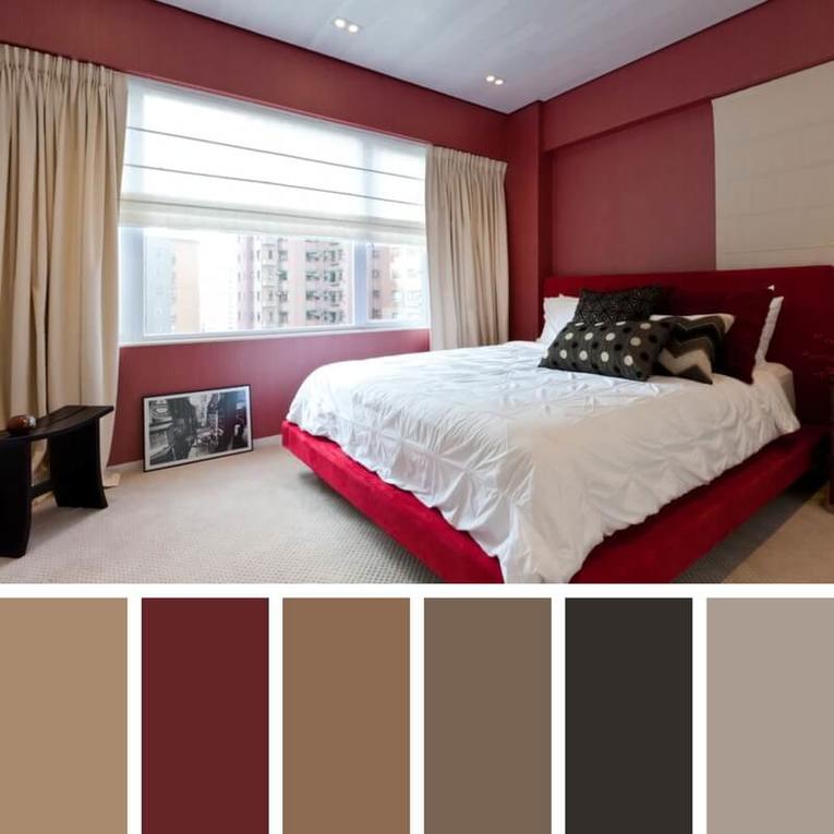 шторы к бордовым обоям