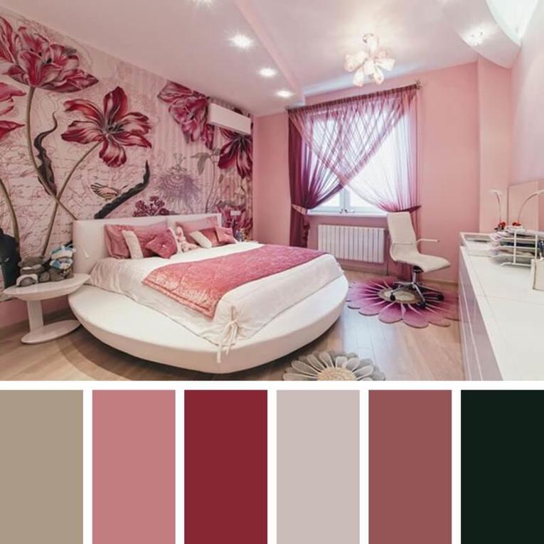 шторы к розовым обоям