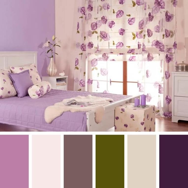 шторы к сиреневым обоям