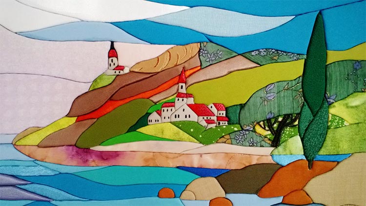 На фото изображено - Как использовать остатки ткани в рукоделии: идеи и советы, рис. Картина в технике кинусайга