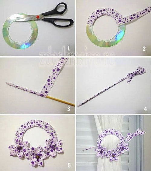 Подхваты для штор своими руками из CD диска