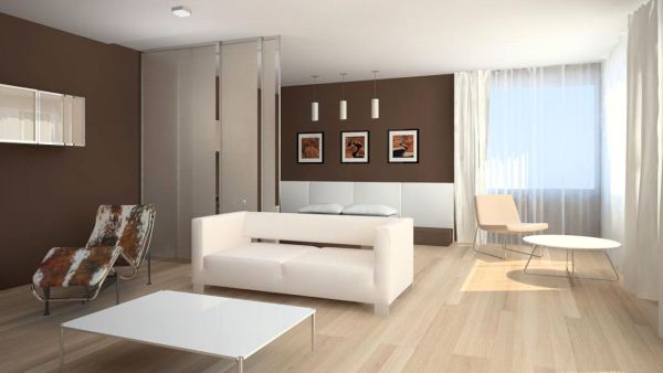 комната в бежево-коричневых тонах картина