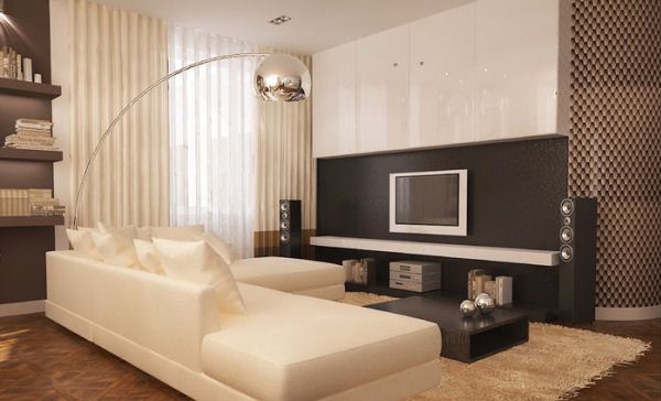 бежевый диван в интерьере гостиной фото