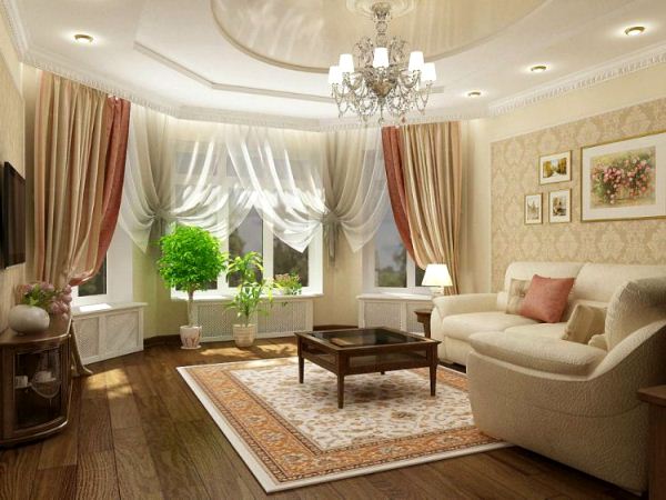 гостиная в бежево-коричневых тонах фото