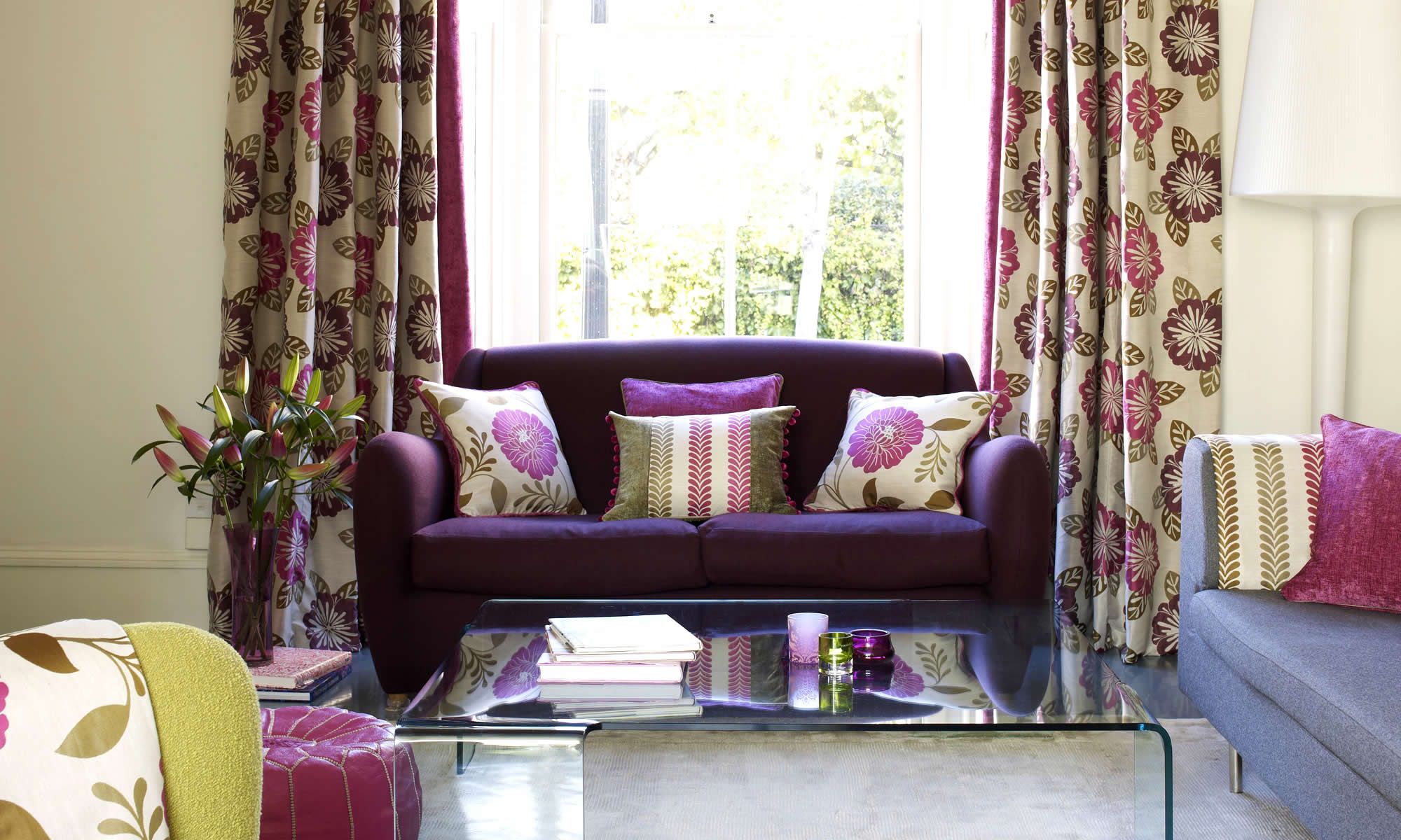 Шторы с фиолетовыми цветами