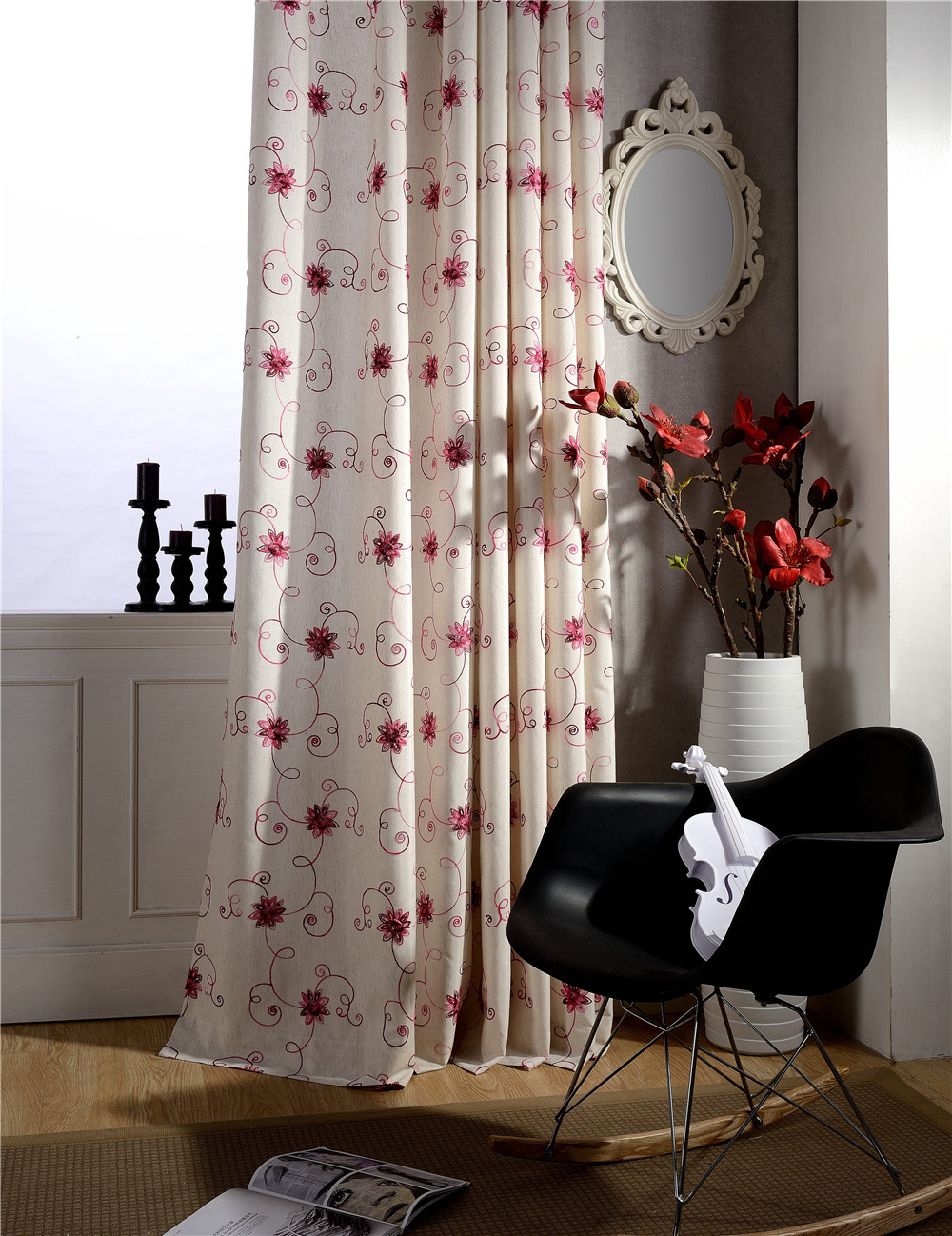Шелковые шторы с цветами