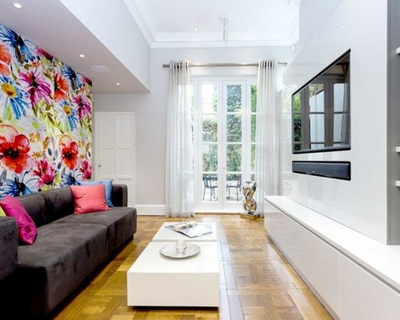 белый тюль в гостиной