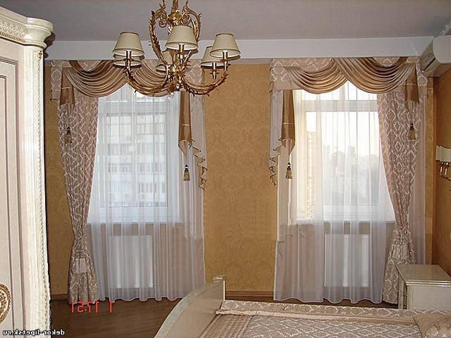 шторы с ламбрекенами и тюлем на 2 окна