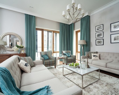 современные шторы на 2 окна в гостиной