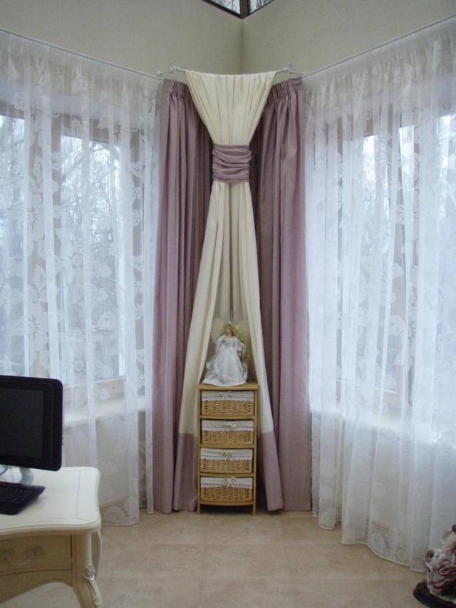 шторы на 2 окна в углу
