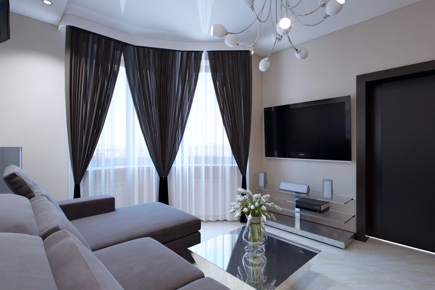 Черные шторы из органзы