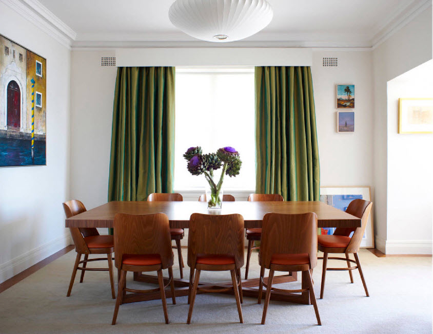 Зеленые шторы и белый ламбрекен