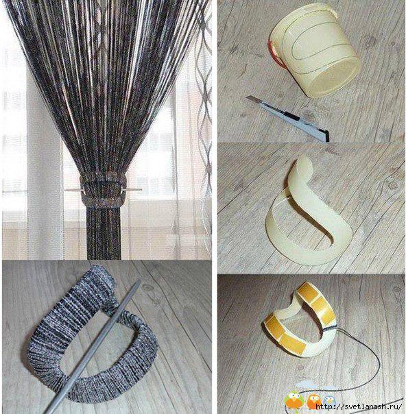 Держатель для штор из пластикового ведерка