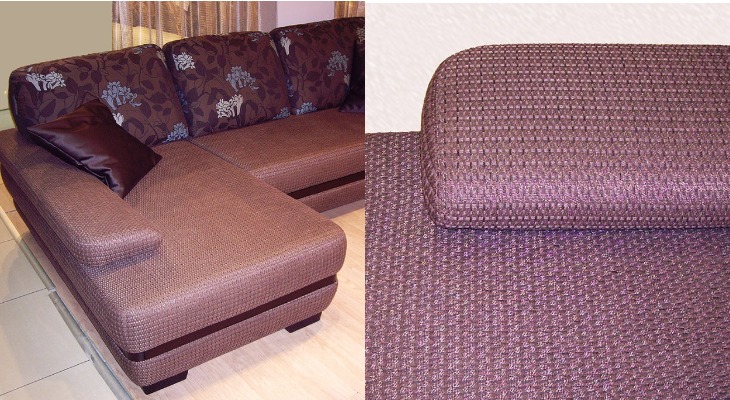 Диван обит тканью рогожка