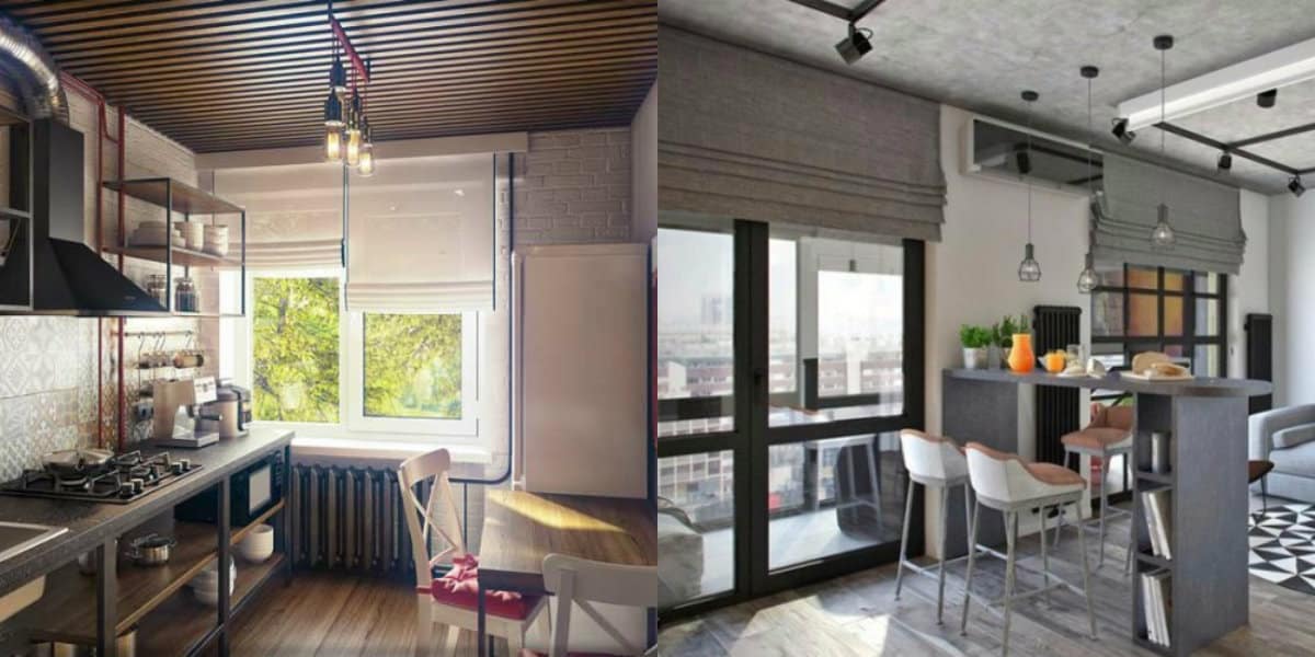 Шторы в стиле лофт: варианты для кухни