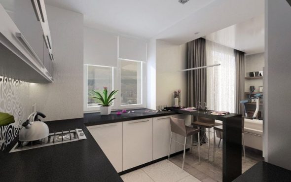 Разные шторы в квартире-студии