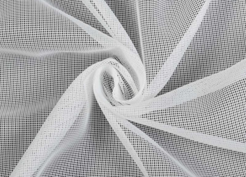 Белое полотно-сеточка тюля из полиэстера