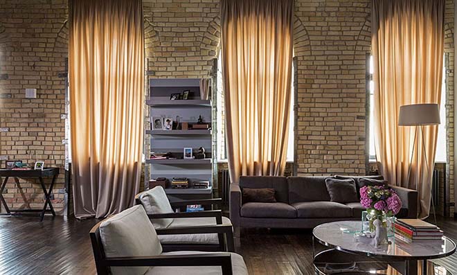 Шторы в лофт интерьере: правила выбора цвета