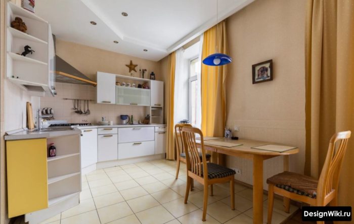 Желтые шторы на кухне