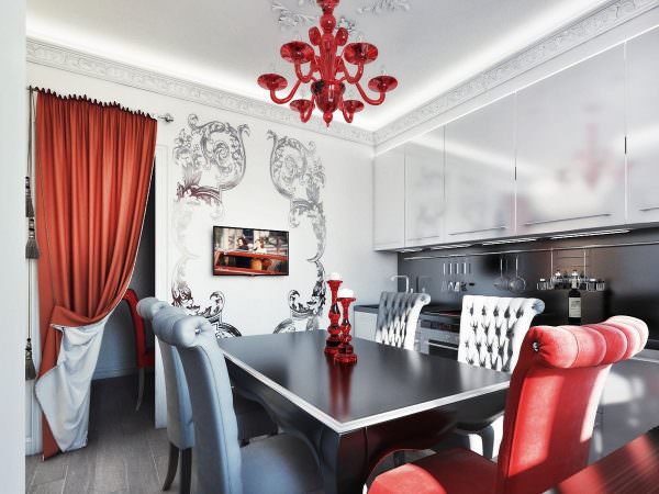 Для современных интерьеров подойдет потолочный вариант из бордового стекла.