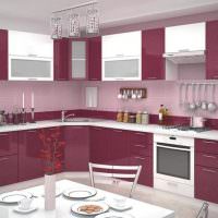 Дизайн кухни бордового цвета, сочетание с белым, желтым цветом