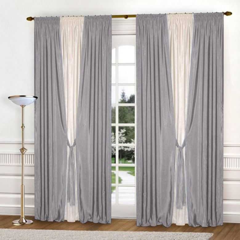 Комбинированные шторы из 2х цветов для гостиной, спальни и зала с переходом, из двух полотен