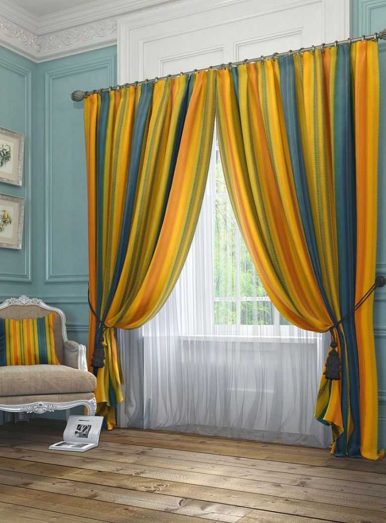 Комбинированные шторы из 2х цветов для гостиной, спальни и зала с переходом, из двух полотен