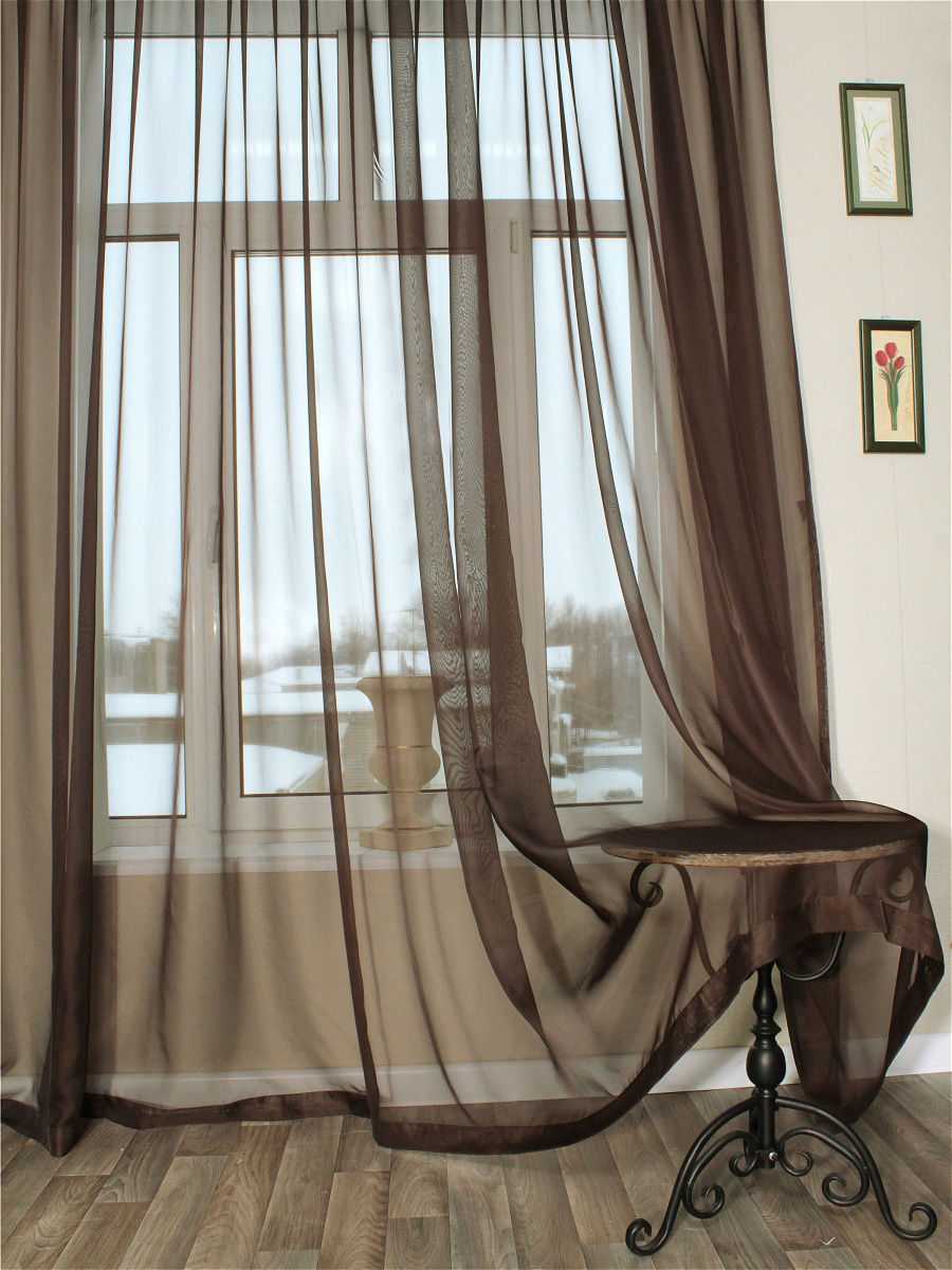 Шторы из органзы на кухню или в гостиную, модели занавесок