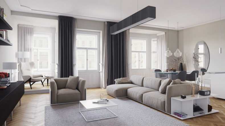 Шторы к серым обоям - фото идей цвета штор в спальню, зал, гостиную, кухню к серым обоям