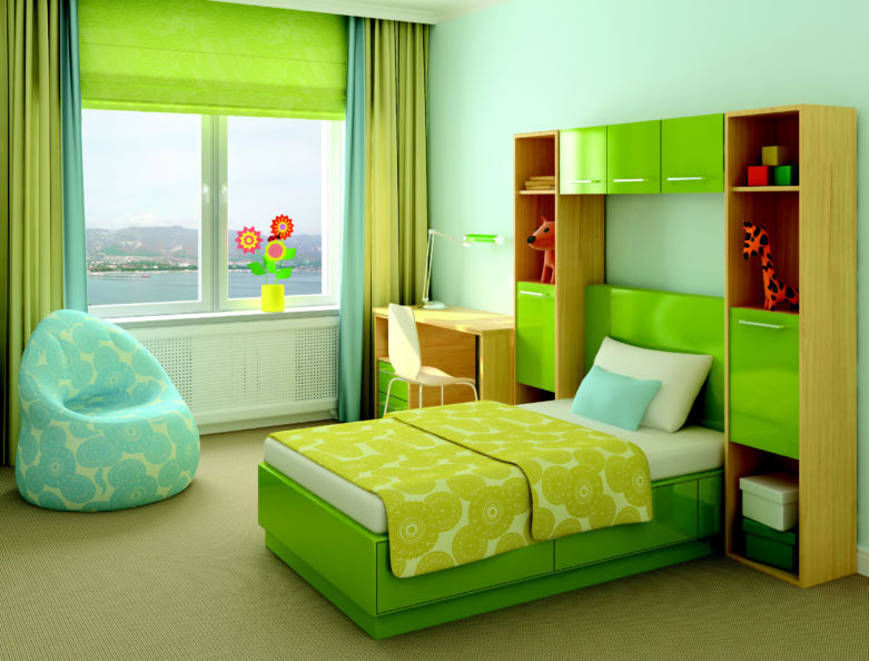 Зеленые шторы в интерьере: фото дизайнов гостиных, спален и кухонь