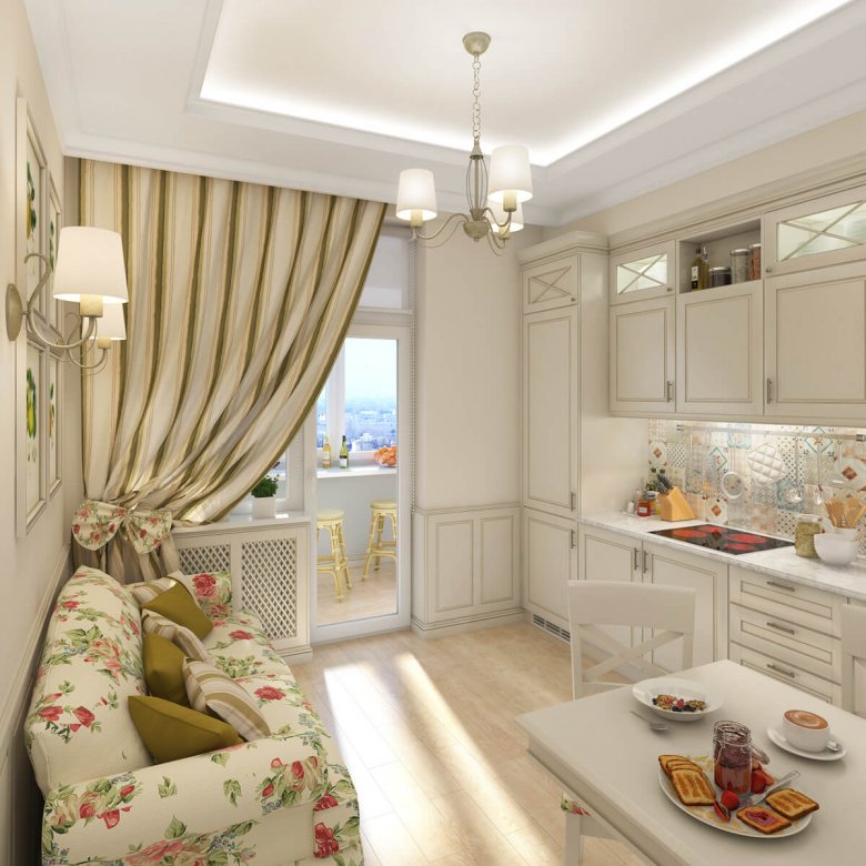Маленькая светлая кухня прованс