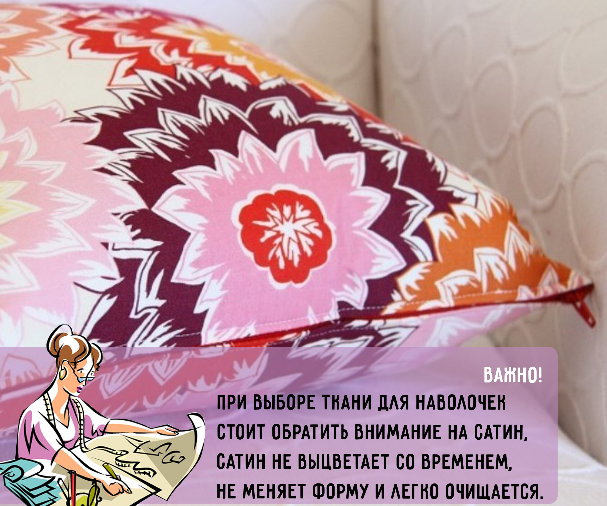 Ткань сатин для наволочки на подушку