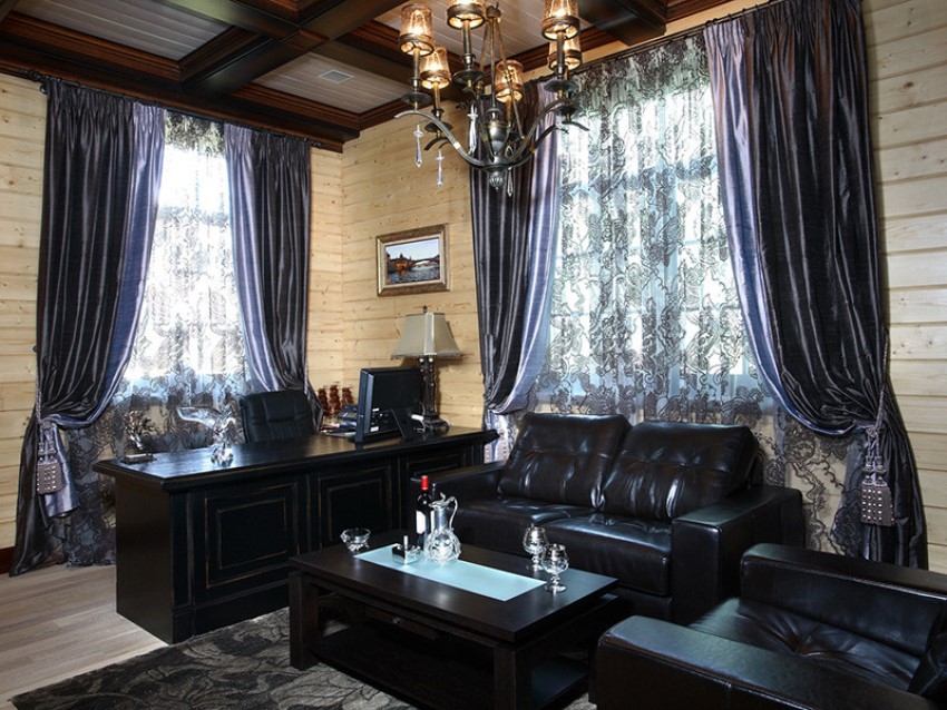 Велюровые шторы в кабинет