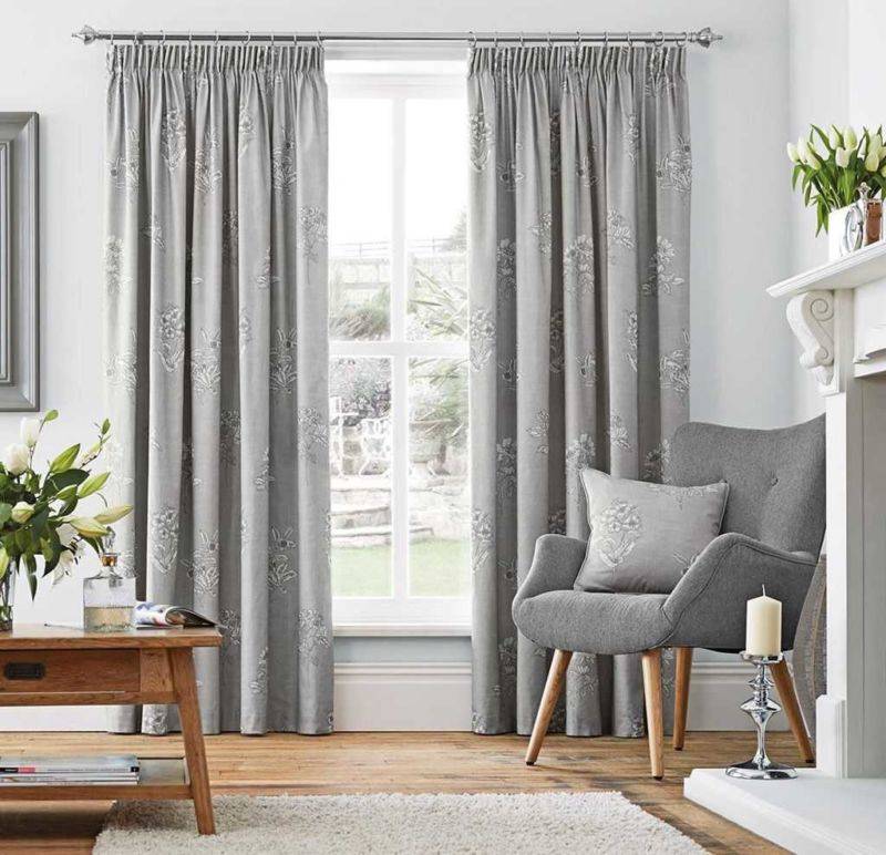 Шторы к серым обоям - фото идей цвета штор в спальню, зал, гостиную, кухню к серым обоям