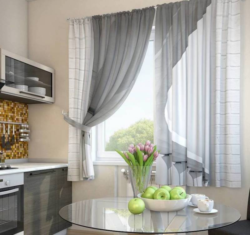 Занавески на кухню - новинка современных коротких и длинных модных кухонных занавесок