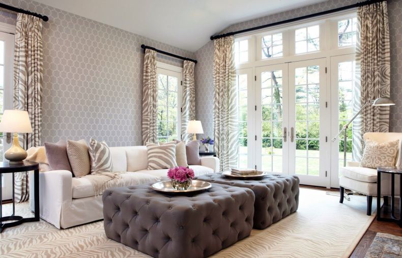 Шторы к серым обоям - фото идей цвета штор в спальню, зал, гостиную, кухню к серым обоям